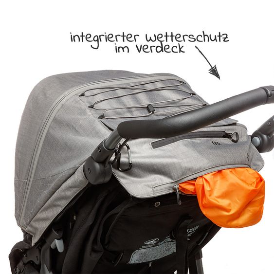 TFK Sportsitz für Mono - XXL Komfort-Sitz inkl. Wetterschutz für Kinder bis 34 kg - Premium Grau