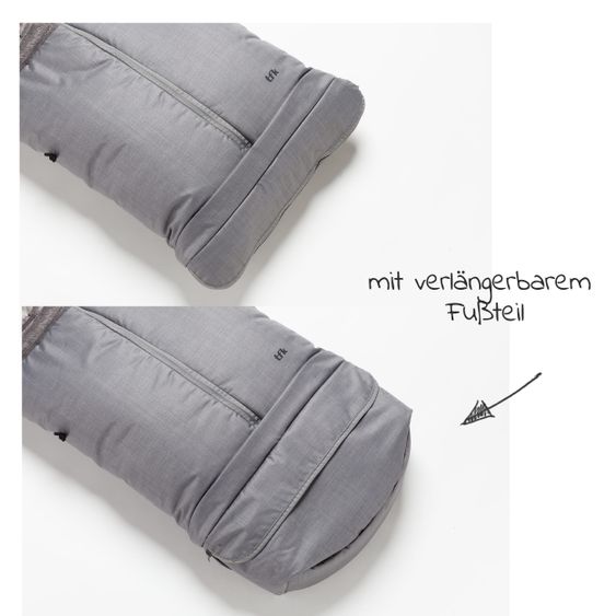 TFK Thermo-Fleece Fußsack mit verlängerbarem Fußteil - Grau