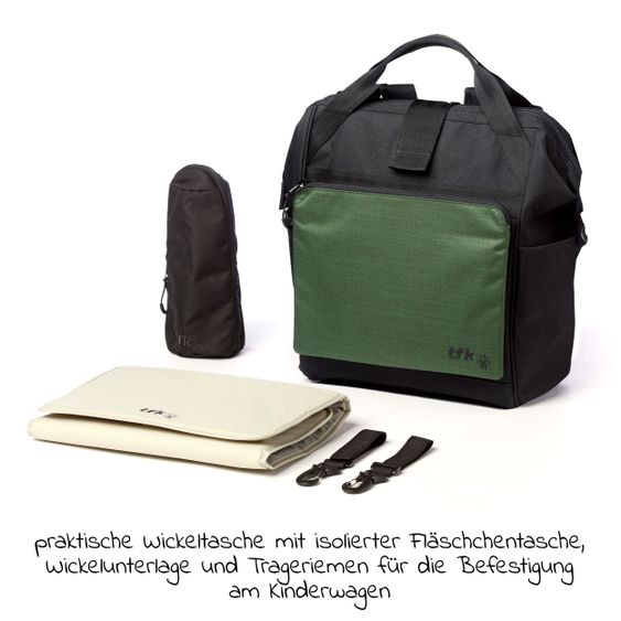 TFK Changing backpack incl. attachment, changing mat, bottle holder - Olive