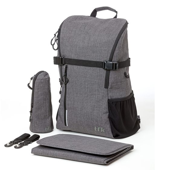 TFK Wickelrucksack inkl. Wickelunterlage & Flaschenhalter - Grau