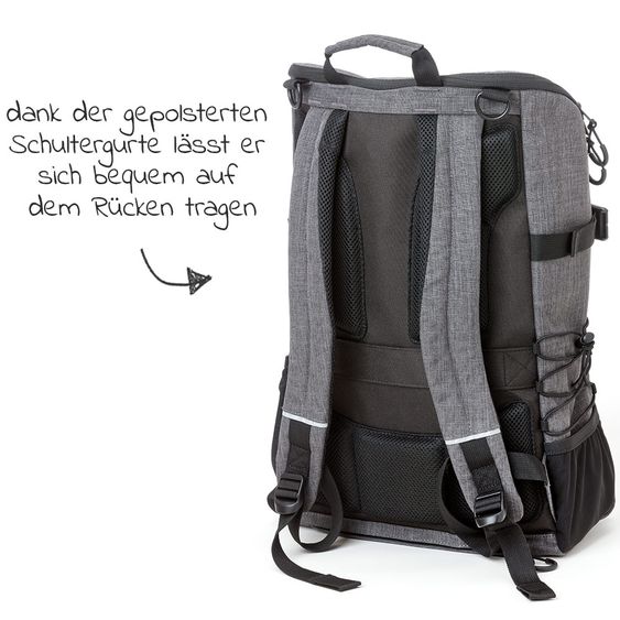 TFK Wickelrucksack inkl. Wickelunterlage & Flaschenhalter - Grau