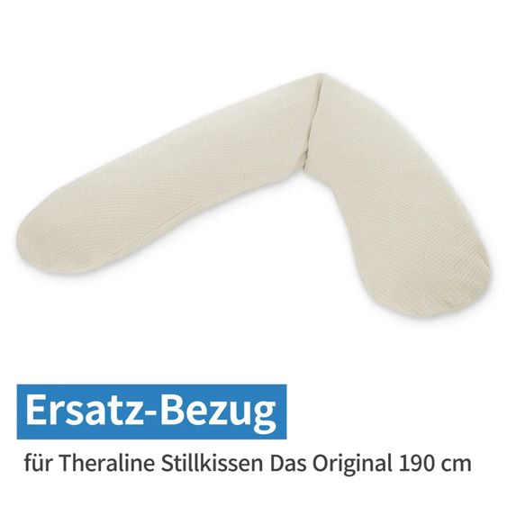 Theraline Set economico di 4 cuscini per l'allattamento The Original 190 cm incl. 2 fodere + confezione di ricarica di microsfere da 9,5 litri - Foglie & crema a maglia fine