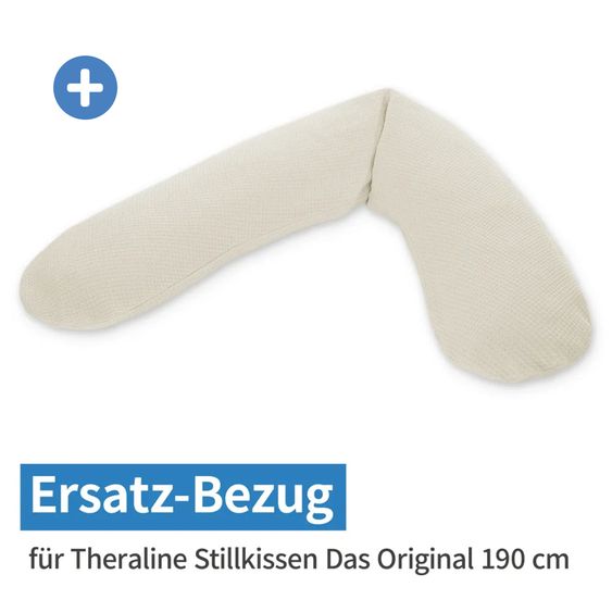 Theraline 4-tlg. Stillkissen Sparset Das Original 190 cm inkl. 2 Bezügen + Mikroperlen-Nachfüllpack 9,5 l - Leaves & Feinstrick Creme