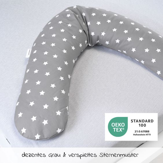 Theraline Coperta di ricambio per il cuscino per allattamento The Comfort 180 cm - Stelle grandi - Grigio