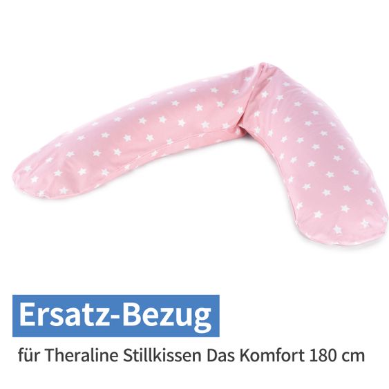 Theraline Ersatzbezug für Stillkissen Das Komfort 180 cm - Big Stars - Rosa