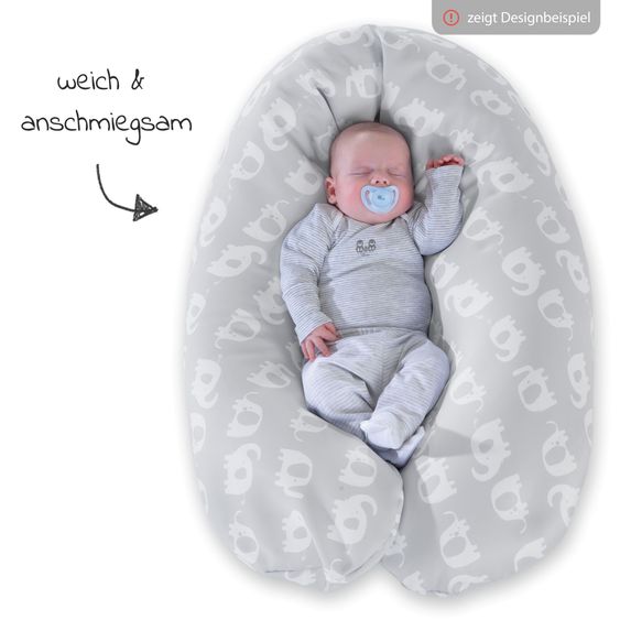 Theraline Ersatzbezug für Stillkissen Das Komfort 180 cm - Herzen - Grau