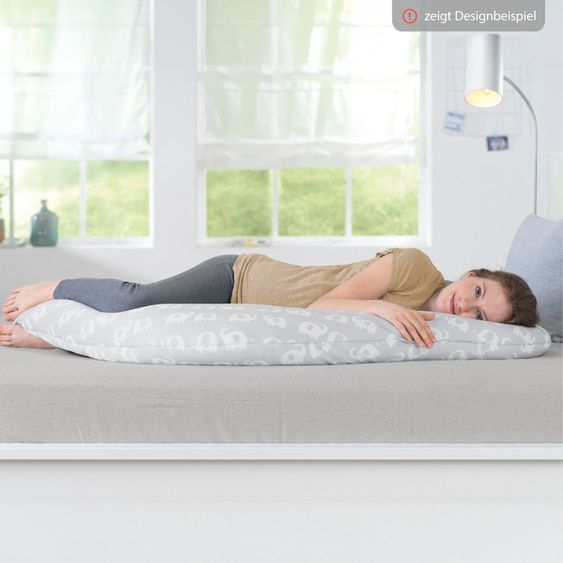 Theraline Ersatzbezug für Stillkissen Das Komfort 180 cm - Herzen - Grau