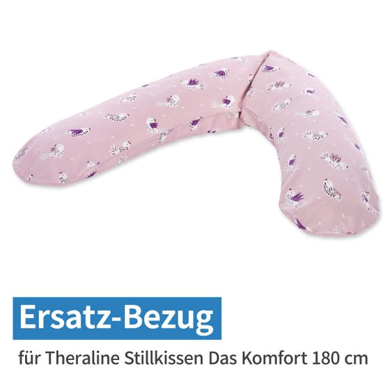 Theraline Ersatzbezug für Stillkissen Das Komfort 180 cm - Vöglein - Rosè