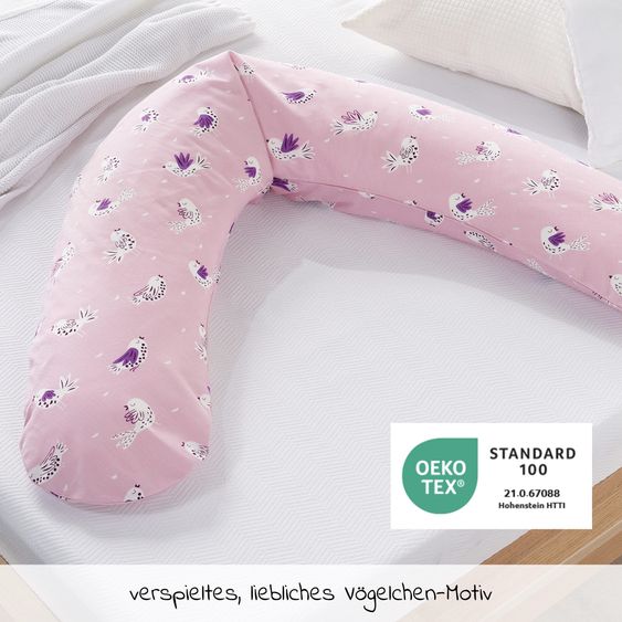 Theraline Ersatzbezug für Stillkissen Das Komfort 180 cm - Vöglein - Rosè