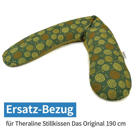 Theraline Ersatzbezug für Stillkissen Das Original 190 cm - Pusteblume - Dunkelgrün