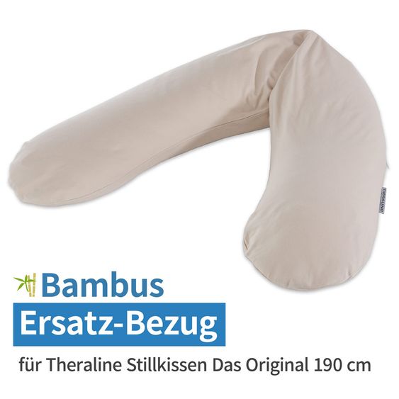 Theraline Ersatzbezug für Stillkissen Das Original - Bamboo 190 cm - Kieselgrau