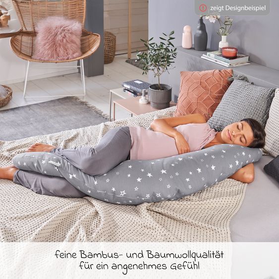 Theraline Replacement cover for nursing pillow The Original - Bamboo 190 cm - pebble gray
