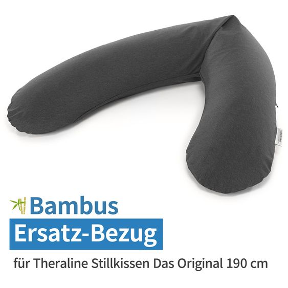 Theraline Ersatzbezug für Stillkissen Das Original - Bamboo 190 cm - Melange Anthrazit