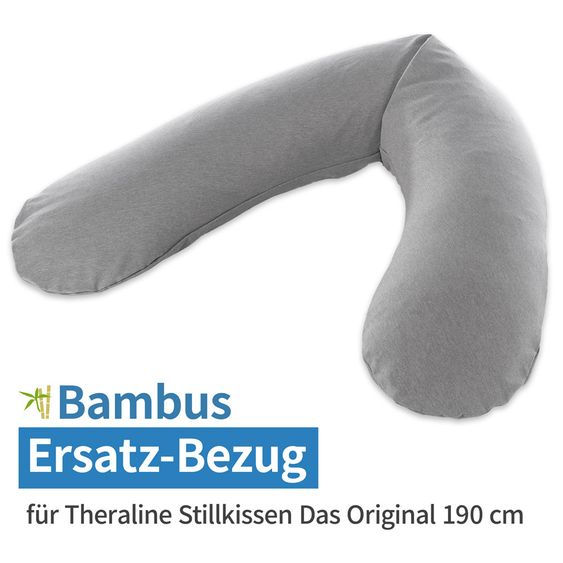 Theraline Ersatzbezug für Stillkissen Das Original - Bamboo 190 cm - Melange Mittelgrau