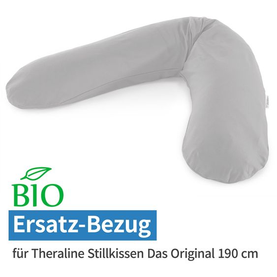 Theraline Ersatzbezug für Stillkissen Das Original BIO-Jersey 190 cm - Grau