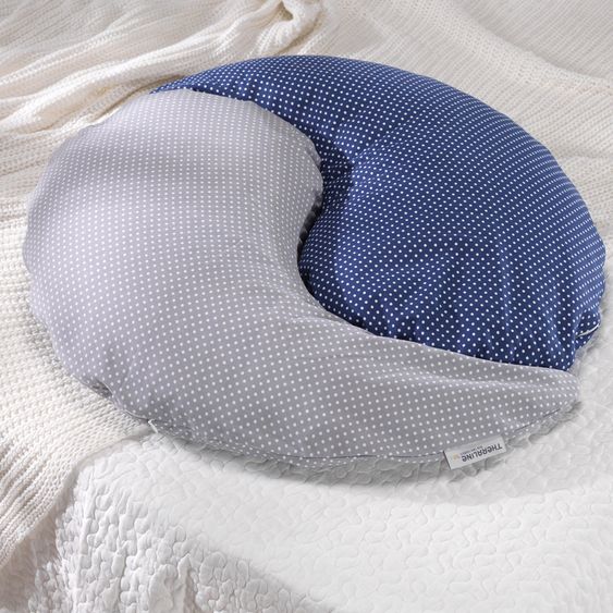 Theraline Ersatzbezug für Stillkissen Das Yinnie 135 cm - Punkte - Grau