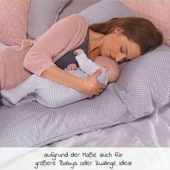 Theraline Sleep and nursing pillow my7 - incl. cover 80 x 150 cm - dots - gray