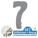 Schlaf- und Stillkissen my7 - inkl. Bezug Bamboo 80 x 150 cm - Melange Mittelgrau