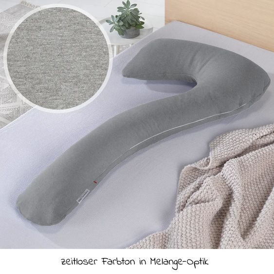 Theraline Cuscino per la nanna e l'allattamento my7 - incluso rivestimento in bambù 80 x 150 cm - grigio medio melange
