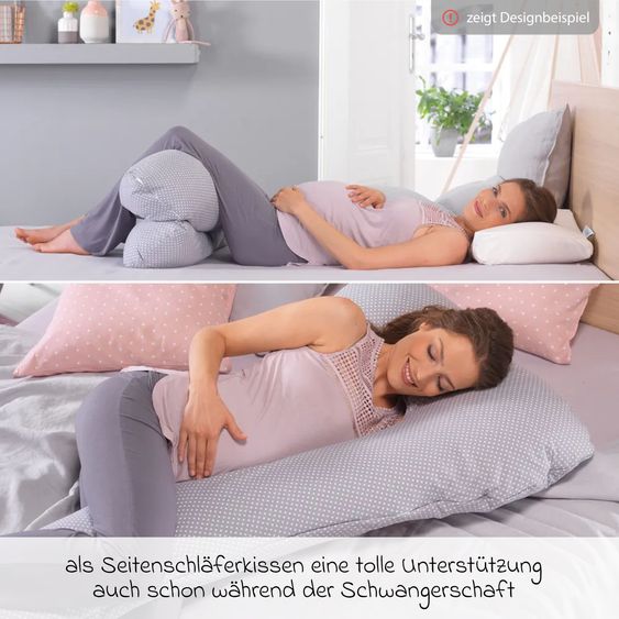 Theraline Cuscino per la nanna e l'allattamento my7 - incluso rivestimento in bambù 80 x 150 cm - grigio medio melange
