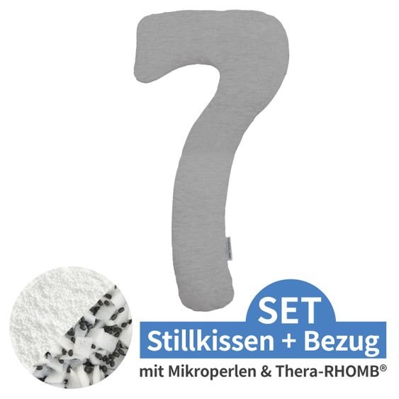 Theraline Schlaf- und Stillkissen my7 - inkl. Bezug Jersey 80 x 150 cm - Melange Mittelgrau
