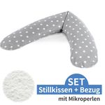 Stillkissen Das Komfort mit Mikroperlen-Füllung inkl. Bezug 180 cm - Big Stars - Grau