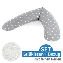 Stillkissen Das Komfort mit Mikroperlen-Füllung inkl. Bezug 180 cm - Big Stars - Grau