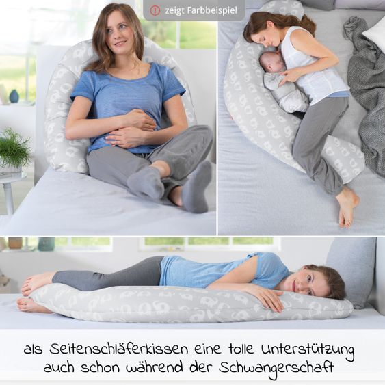 Theraline Stillkissen Das Komfort mit Mikroperlen-Füllung inkl. Bezug 180 cm - Big Stars - Grau