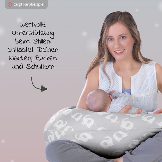 Theraline Nursing pillow The Comfort with micro pearl filling incl. cover 180 cm - Big Stars - Pink