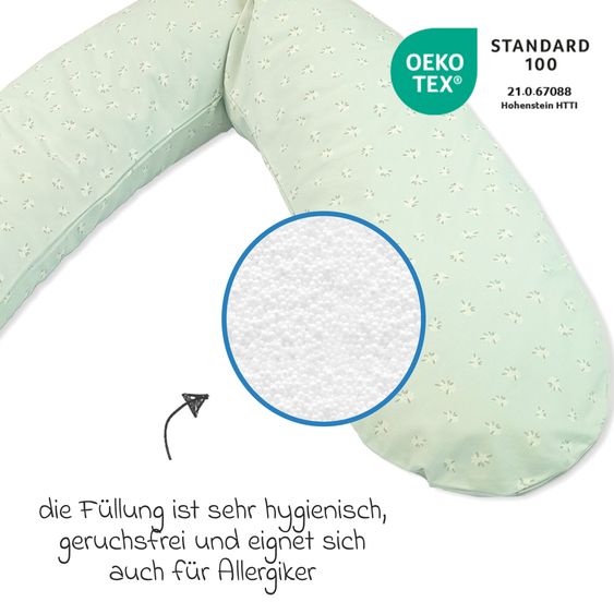 Theraline Stillkissen Das Komfort mit Mikroperlen-Füllung inkl. Bezug 180 cm - Feine Blümchen