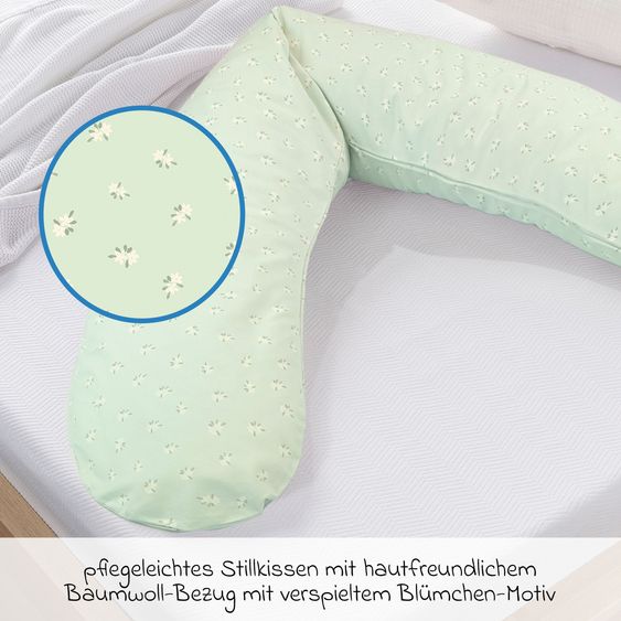 Theraline Stillkissen Das Komfort mit Mikroperlen-Füllung inkl. Bezug 180 cm - Feine Blümchen