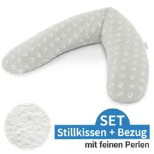 Stillkissen Das Komfort mit Mikroperlen-Füllung inkl. Bezug 180 cm - Herzen - Grau