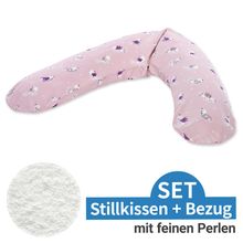 Nursing pillow The Comfort with micro pearl filling incl. cover 180 cm - Birdie - Rosè