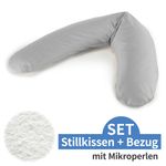 Stillkissen Das Komfort mit Mikroperlen-Füllung inkl. Bezug Jersey 180 cm - Grau