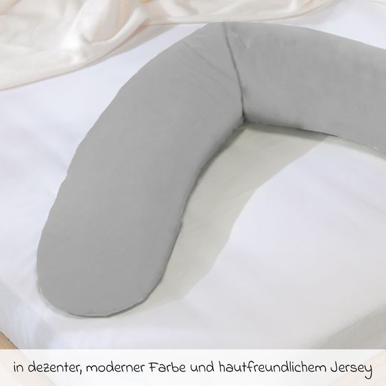 Theraline Nursing pillow The Comfort with micro beads filling incl. cover Jersey 180 cm - Grey