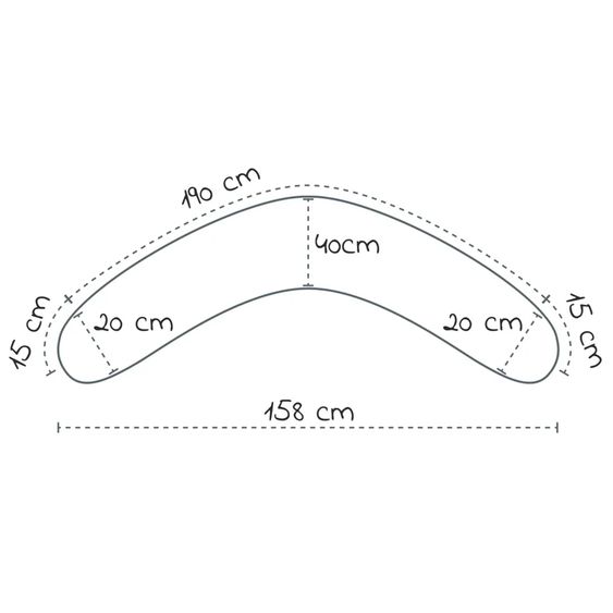 Theraline Cuscino per allattamento The Original - imbottitura in microperle 190 cm - senza fodera