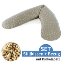 Cuscino per l'allattamento The Original con imbottitura in farro inclusa fodera 190 cm - Leaf Dance - Taupe