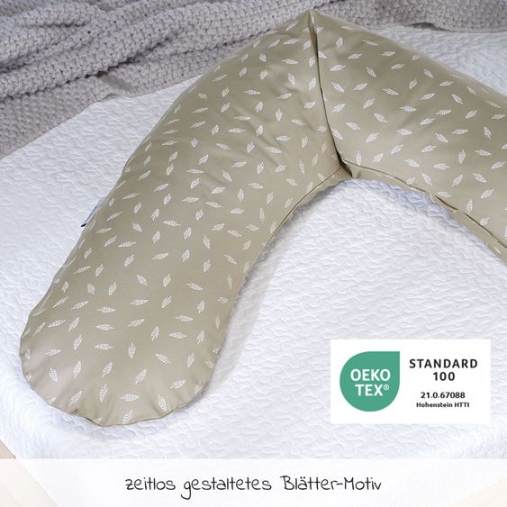 Theraline Stillkissen Das Original mit Dinkelspelz-Füllung inkl. Bezug 190 cm - Blättertanz - Taupe