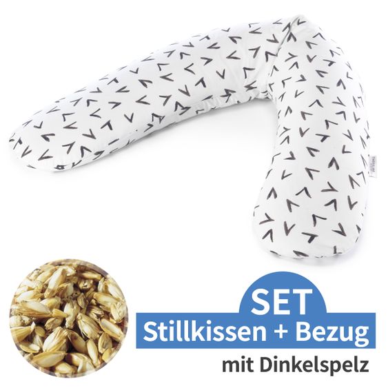 Theraline Stillkissen Das Original mit Dinkelspelz-Füllung inkl. Bezug 190 cm - Hooks - Black & White