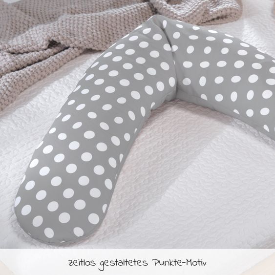 Theraline Stillkissen Das Original mit Dinkelspelz-Füllung inkl. Bezug 190 cm - Indie Dots - Grau