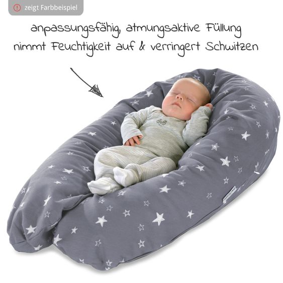 Theraline Stillkissen Das Original mit Dinkelspelz-Füllung inkl. Bezug 190 cm - Indie Dots - Grau