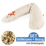 Stillkissen Das Original mit Dinkelspelz-Füllung inkl. Bezug 190 cm - Knister Fuchs - Punkte Beige