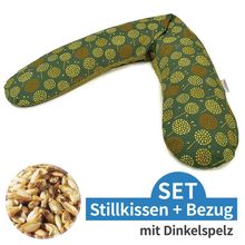 Nursing pillow The Original with spelt filling incl. cover 190 cm - dandelion - dark green