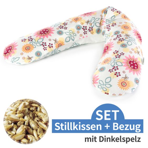 Theraline Stillkissen Das Original mit Dinkelspelz-Füllung inkl. Bezug 190 cm - Sommerblüten