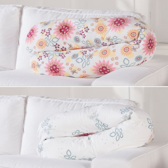 Theraline Nursing pillow The Original with spelt husk filling incl. cover 190 cm - summer flowers