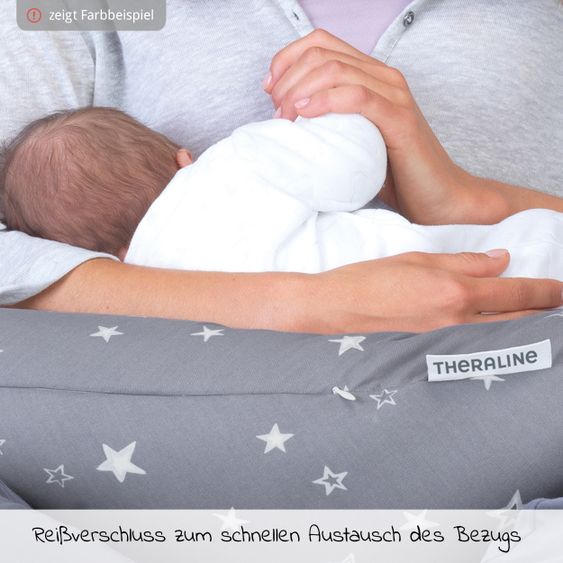 Theraline Nursing pillow The Original with spelt husk filling incl. cover Bamboo 190 cm - Amber