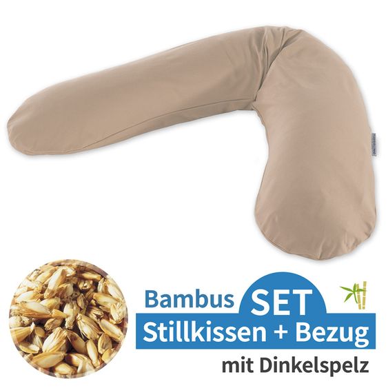 Theraline Stillkissen Das Original mit Dinkelspelz-Füllung inkl. Bezug Bamboo 190 cm - Cappuccino