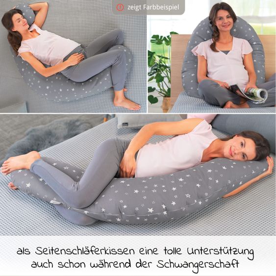 Theraline Nursing pillow The Original with spelt husk filling incl. cover Bamboo 190 cm - Grey