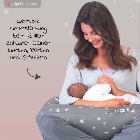 Theraline Nursing pillow The Original with spelt husk filling incl. cover Bamboo 190 cm - Grey