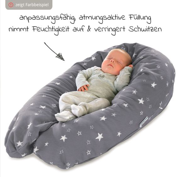 Theraline Nursing pillow The Original with spelt husk filling incl. cover Bamboo 190 cm - Grey